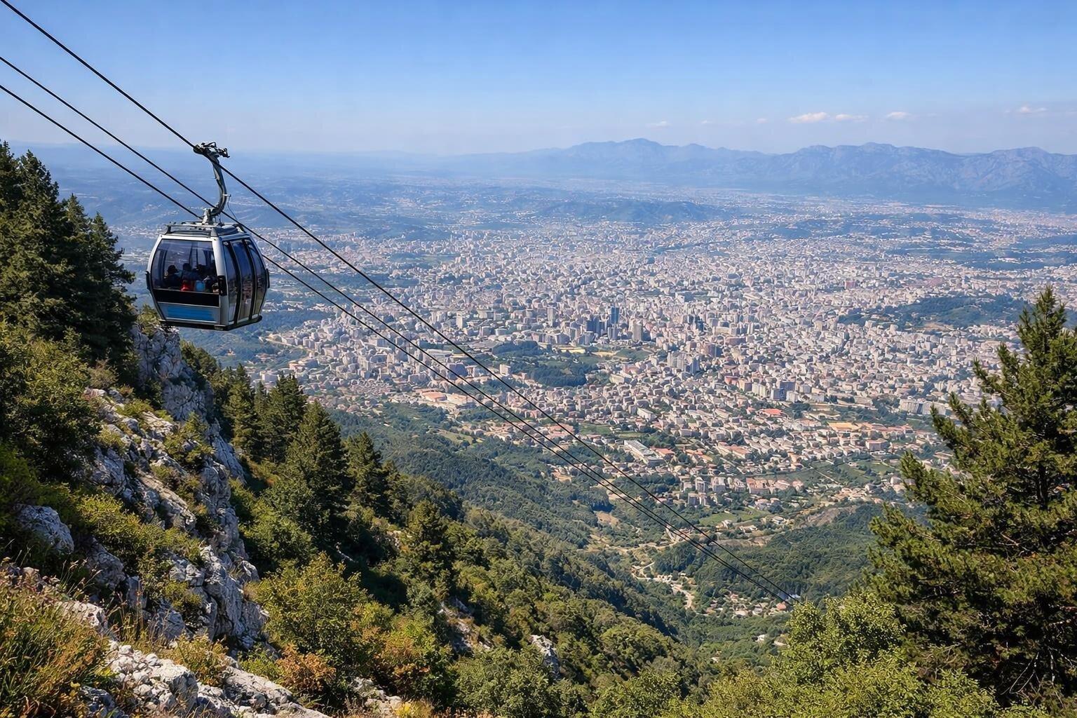 Mount Dajti cable car and panoramic views over Tirana