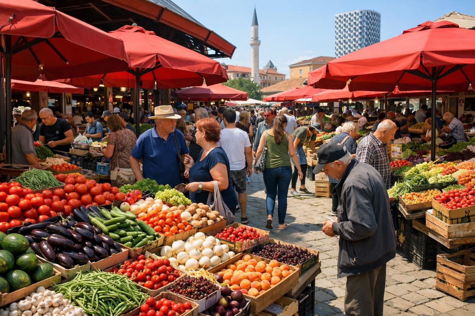 New Bazaar of Tirana — vibrant market with fresh produce and local crafts